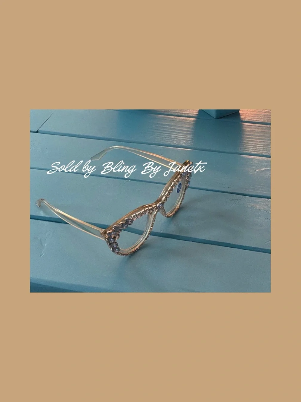 Crystal-Embellished Cat Eye Reading Glasses - Champagne / Light Brown ??